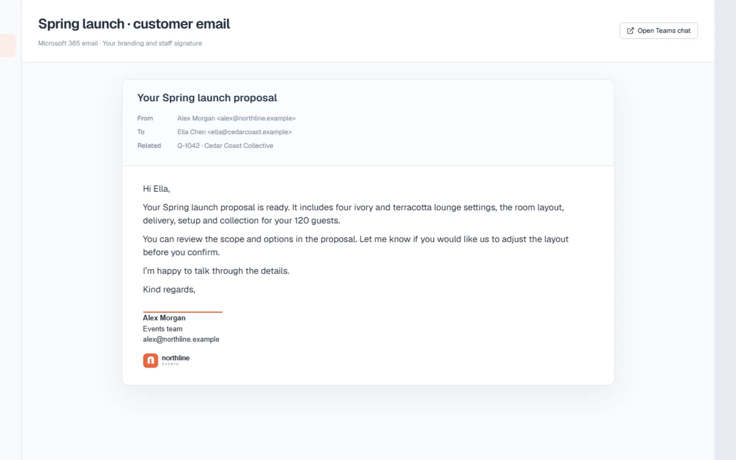 Email, Teams & connected calls workspace