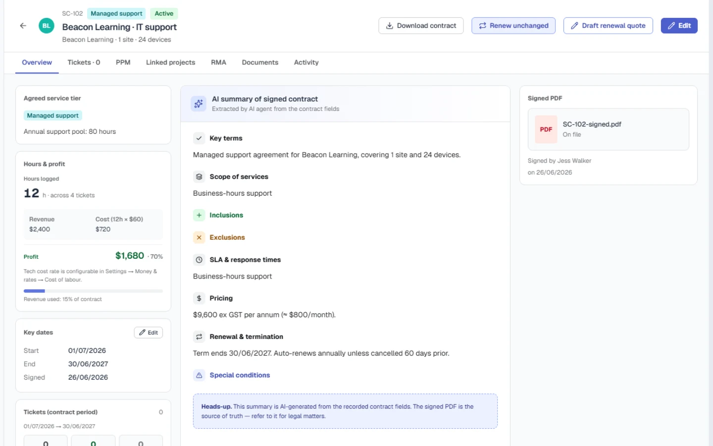 Contracts workspace